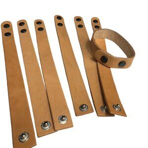 Lot of 7 Leather BRACELET BLANKS Ajustable size Rounded end 3/4 in. wide